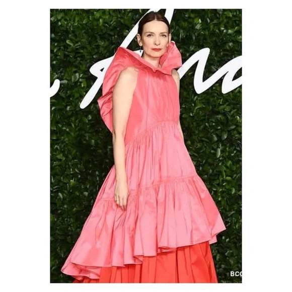 ROKSANDA Alessia dress ruffle coral peach salmon UK 6 US 2 oversize tiered NWT